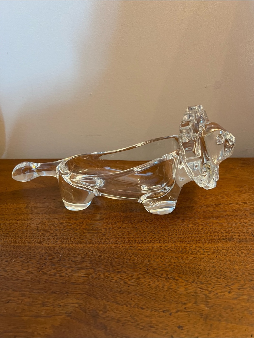 Vintage Sasaki Japan Clear Lead Crystal Lion Decorative Dish - MidCentury Modern